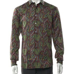 Etro Men's Floral Paisley Button Down Long Sleeve Shirt Slim Fit Size 43/US L